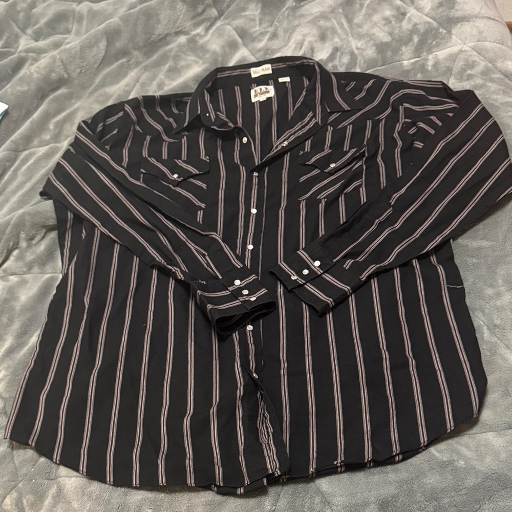 Alfani Men's Black and Gray Striped Button Down Shirt
